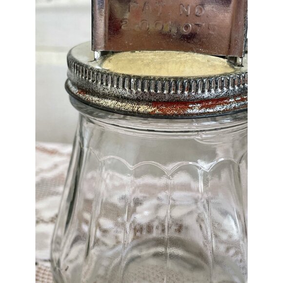 Vintage 1930s Nut/Spice Chopper Glass Jar Metal Farmhouse Decor - Picture 10 of 14